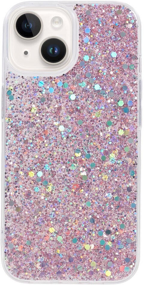 INCOVER iPhone 15 Glitter Bagside Cover - Lyserød