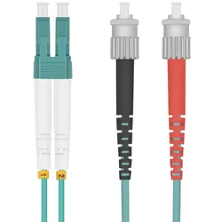 helos LWL OM3 Patchkabel Duplex LSZH 3,0mm LC/ST aqua 3,0m