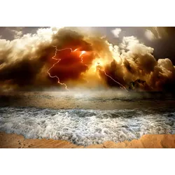 Fototapete PAPERMOON "Strand mit Gewitter", bunt, B:3,5m L:2,6m, Vlies, Tapeten