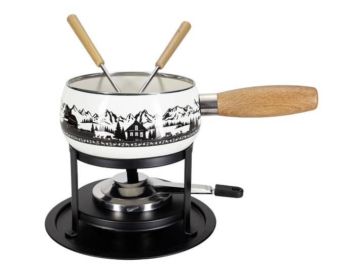 Fondue-Set Tradition weiss Stahl 1 l - Fondue-Set
