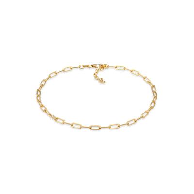 Fußkette ELLI "Fußschmuck Glieder Oval Basic Chain Optik 925 Silber" Gr. 22, gold, Fußketten, Damen, Silber 925 (Sterlingsilber)