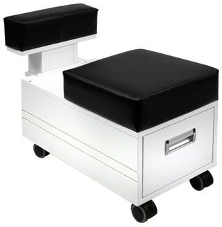 Madison and Park Alera Rolling Pedicure Trolley Pedi Cart Storage Drawer Cabinet w/ Footrest, White - N/A