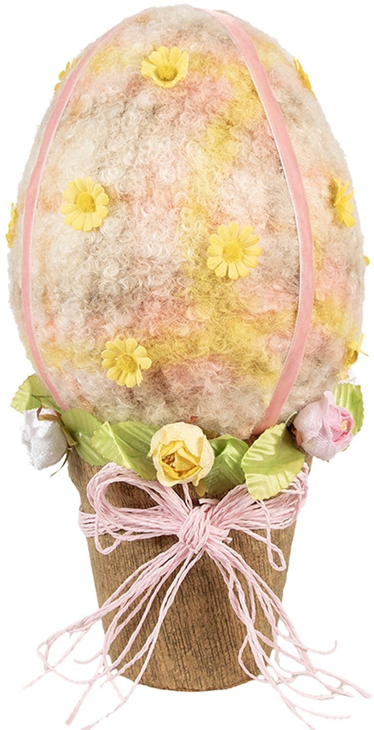 Clayre & Eef Decoratie Beeld Ei Roze Textiel Ø 17 x 33 cm