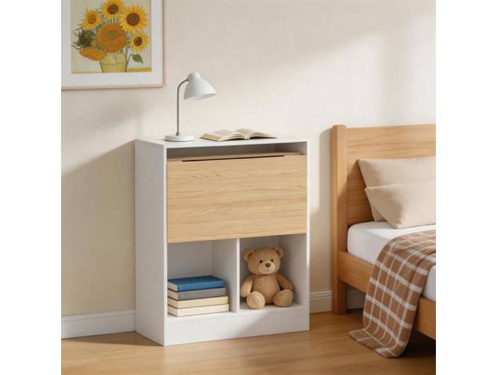 OHMG-Table De Chevet Pliable-Meuble Combiné Bureau Et Rangement-Pliable-Minimaliste Et Polyvalent-25*75*85cm-Blanc
