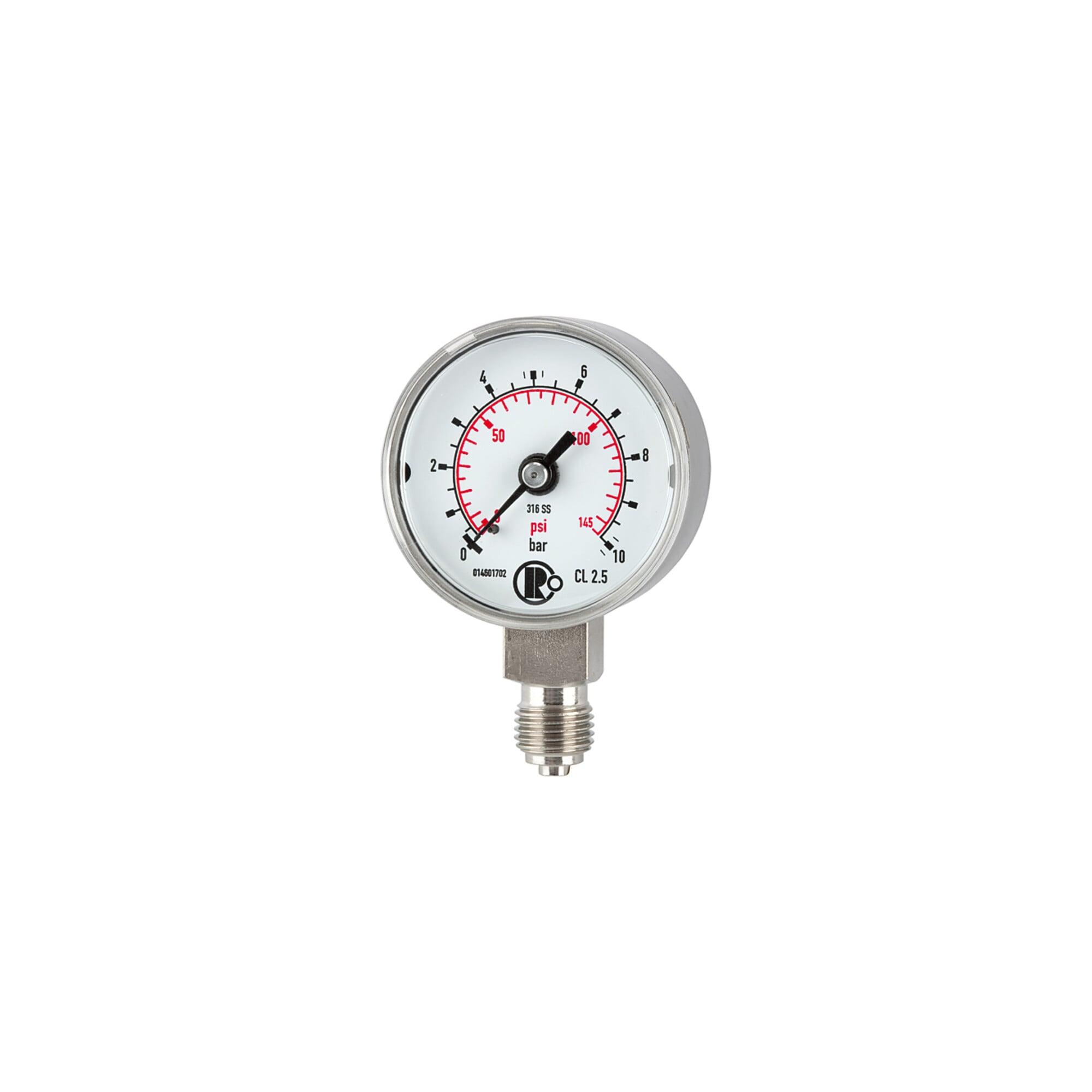 Riegler Standardmanometer, CrNi-Stahl, G 1/4 unten, 0 - 25,0 bar, Ã˜ 40 (4108)