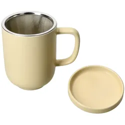 Jasper Vanille Teebecher mit Deckel & Sieb aus Steingut - 406917