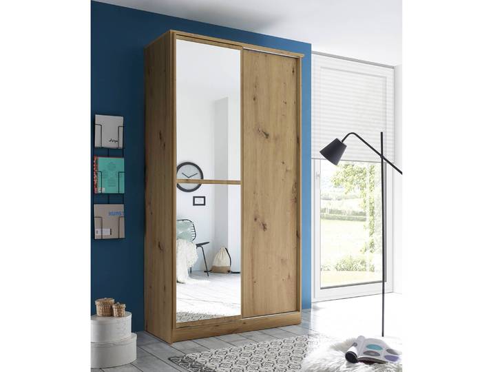 Schwebetürenschrank Digras 180 x 60cm Gelb/Eiche Artisan Dekor