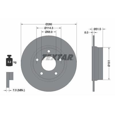 TEXTAR Bremsscheibe 92335803 260mm 8mm für RENAULT NISSAN (DFAC)