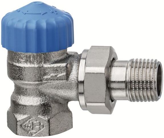 Heimeier Thermostat-Ventilunterteil 2241-01.000 Rp 3/8xR 3/8, Eck, Rotguss vernickelt, geringer Widerstand