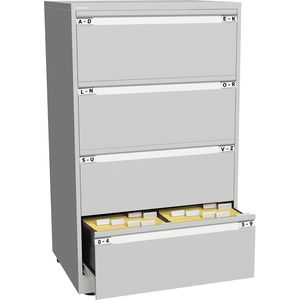 Bisley Hängeregisterschrank Essentials YESF0813, 2-bahnig, 4 Schübe, lichtgrau