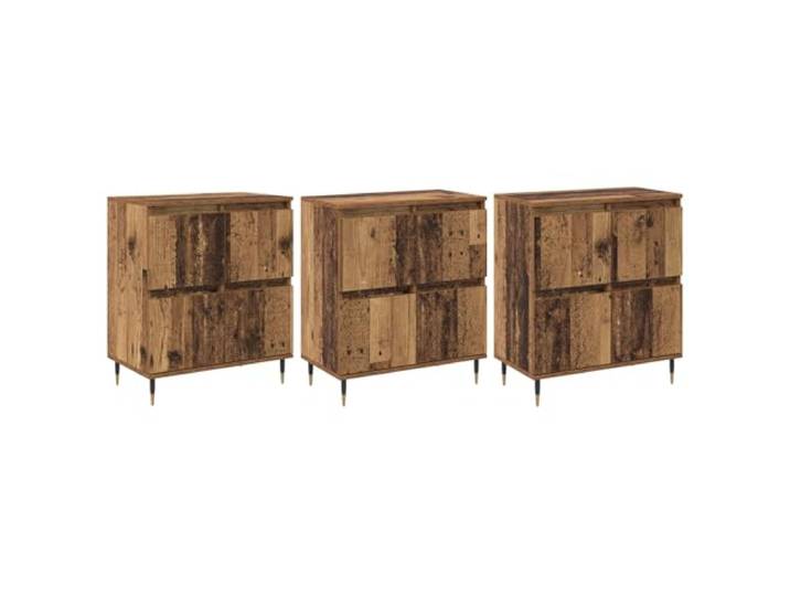 TEKGHUT Aufbewahrungsschrank 3 STK Altholz 60 x 35 x 70 cm Holzwerkstoffe, glatte Oberfläche, leicht zu reinigen, drei separate Einheiten, Türen mit Innenfächern, drinnen