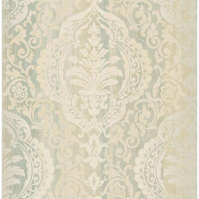 Seabrook Designs Bedfordshire Leaf Ogee Unpasted Wallpaper