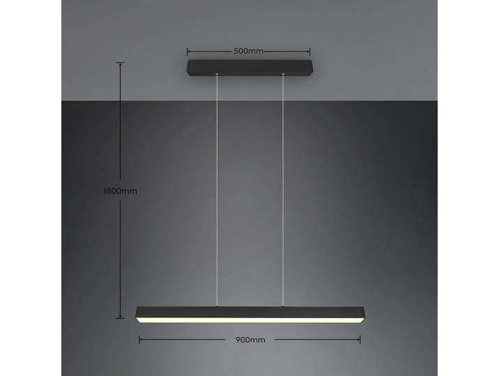 Trio Lighting LED-Pendelleuchte Paros DUOline, balken, schwarz dimmbar, schwarz, für Wohn- / Esszimmer, Metall, Modern, Schienensysteme