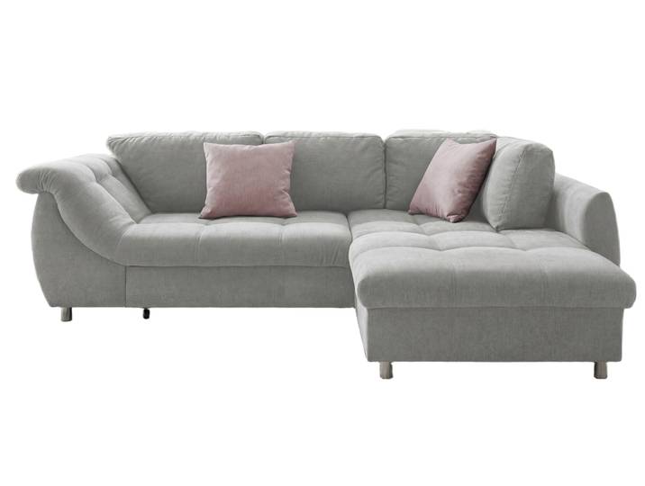 Ecksofa Schlafcouch L-Garnitur Bettkasten Ottomane rechts Mikrofaser in Grau / 17001