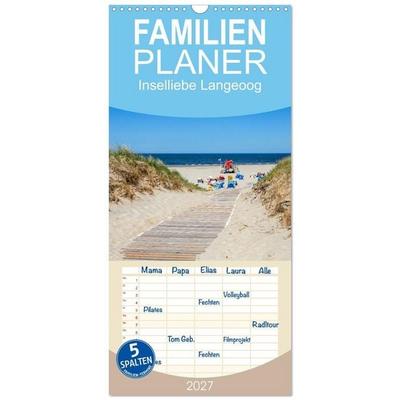 Familienplaner 2027 - Inselliebe Langeoog mit 5 Spalten (Wandkalender, 21 x 45 cm) CALVENDO