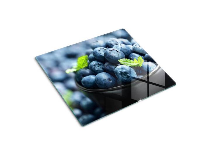 Tulup Glasplatte 60x52 cm Blaubeeren, Glas, 60x0.4x52 cm, Küchen, Küchenelektrogeräte, Herde, Herdabdeckplatten
