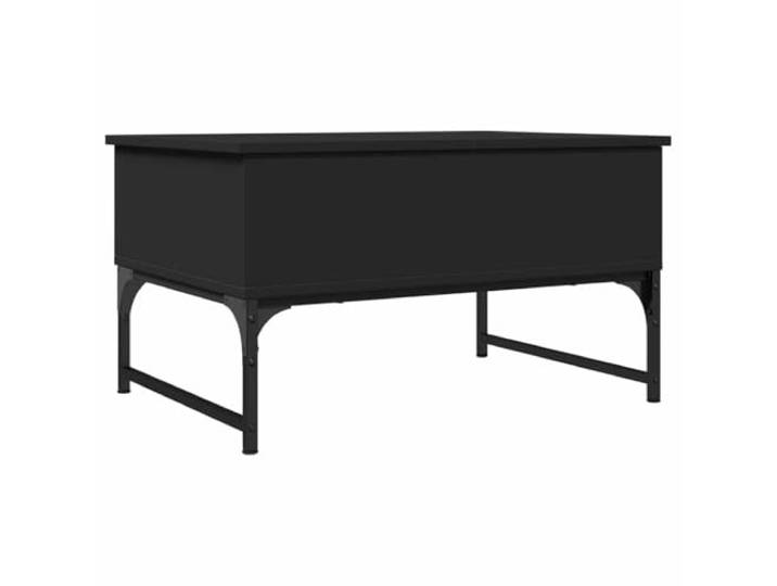 Schwarz Couchtisch 70x50x40cm mit Hartglas Beistelltisch klappbar, Gasliftan, PE-Rattan, Glasplatte, Terrasse, Hof