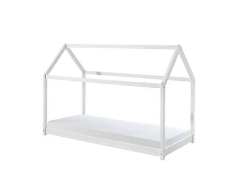 Vipack Huisbedset CABANE wit met matras, ligvlak 90 x 200 cm, beuken