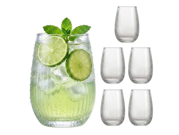 Relaxdays Trinkglas Transparent 6er-Set Glas 400 ml, Glas, Longdrinkgläser