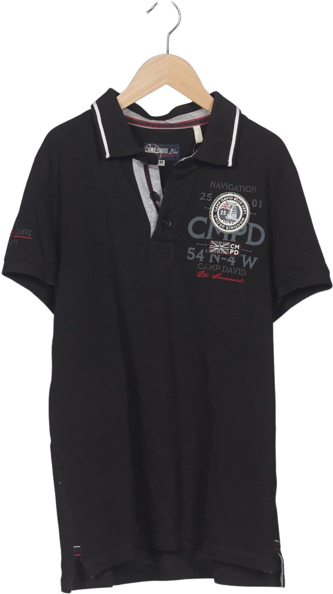 Camp David Herren Poloshirt, Schwarz, Gr. M, Baumwolle - Second Hand