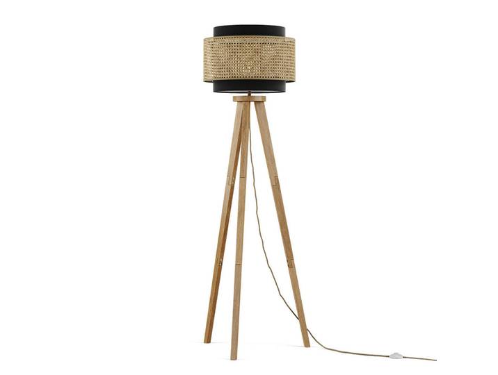 Vicco Stehlampe Morten Schwarz 45 x 142 cm, Holz, Rund, E27, 45x142x45 cm, Lampen & Leuchten, Innenbeleuchtung, Stehlampen