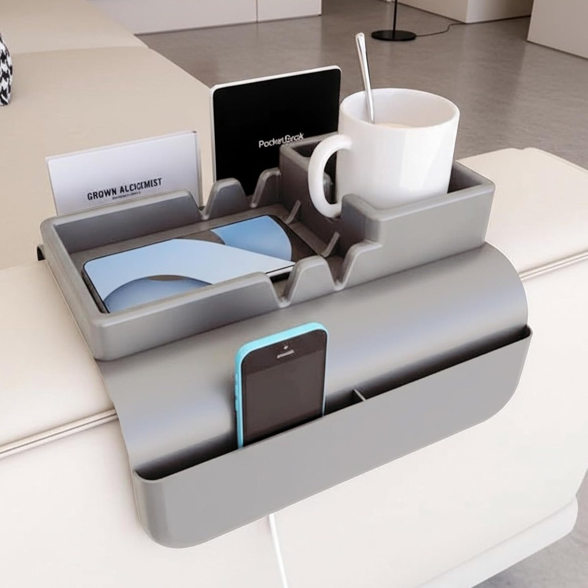 Namajunas Silicone Armleuning Organizer met Bekerhouder en Dienblad voor Afstandsbediening en Drinken - Anti-slip Bankhouder