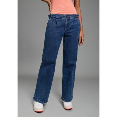 Weite Jeans ARIZONA, Damen, Gr. 48, N-Gr, blau (blau used), Denim/Jeans, Obermaterial: 98% Baumwolle, 2% Elasthan, unifarben, bequem lang, Jeans, weite Beinweite, normale Leibhöhe, bequeme Passform