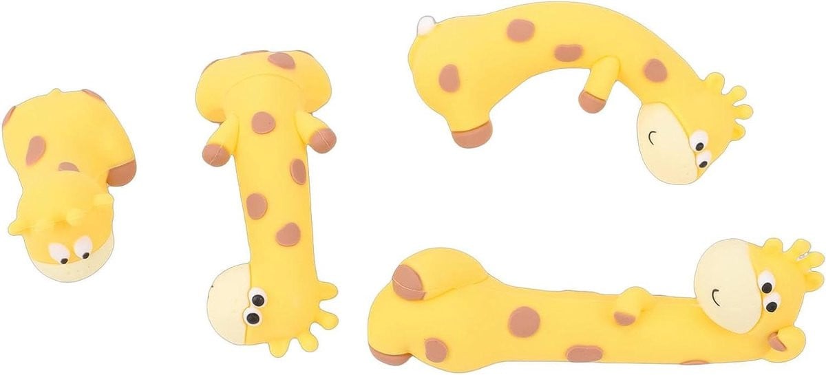 Set van 4 bruine mini giraffe beeldjes van hars voor bureau decoratie