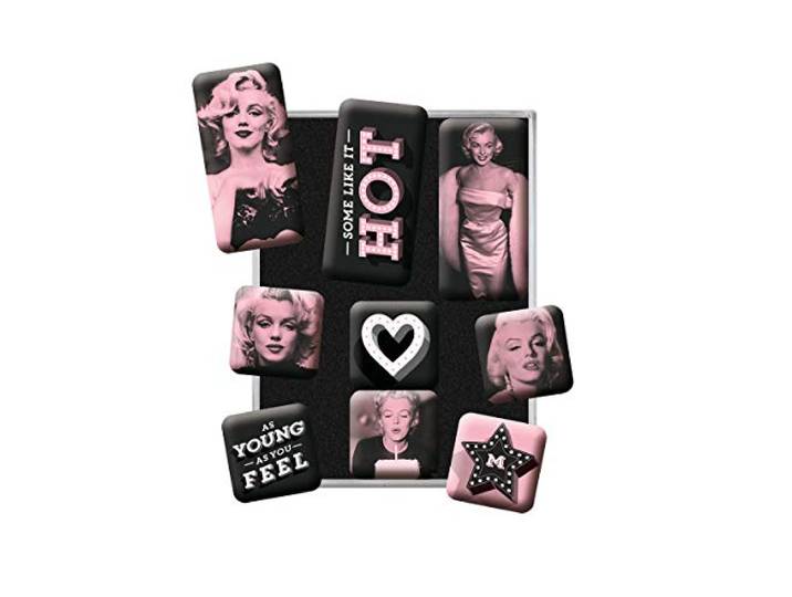 Nostalgic-Art Retro Koelkast Magneten, Marilyn – Some Like It Hot – Geschenk voor filmfans, Magneetset voor magneetbord, Vintage design, 9 stuks