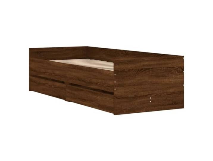 KTHLBRH Bettgestell mit Schubladen Eiche Braun Small Single 75 x 190 Mehrschichtiges Holz, Latten im Lieferumfang enthalten, 2 Schubladen, Montage erforderlich