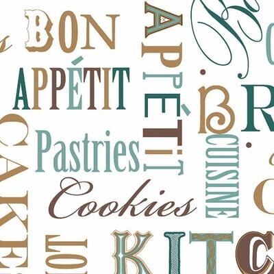 Kitchen Script Homestead Culinary Quotes 32.7-foot x 20.5-inch Wallpaper