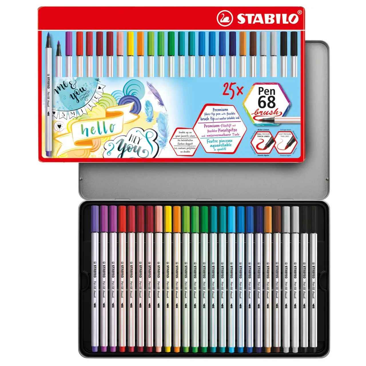 STABILO Pen 68 brush Brush-Pens farbsortiert, 25 St.