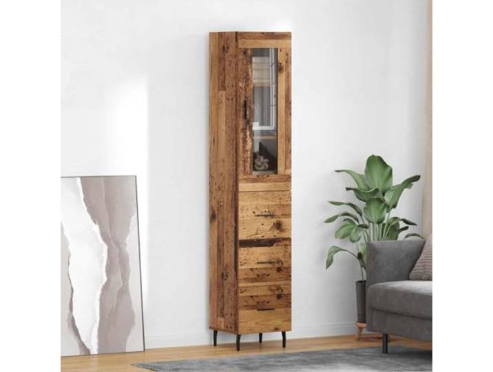 HEFZGDB Modernes Highboard mit Metallfüßen, Highboard aus Holzwerkstoff mit glatter Oberfläche, Stilvolles mit viel Stauraum, Weißes fürs Wohnzimmer