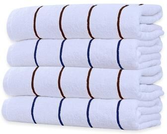 Pure Cotton Beach Towel Cabana Striped by Ample Decor- Set of 4 - 30 X 68 Inch