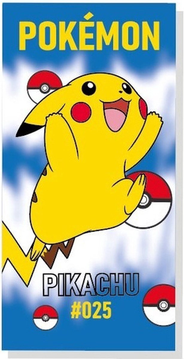 Pokemon strandhanddoek lichtblauw Pika Pika 140 x 70 cm