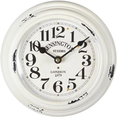 Wanduhr AMBIENTE HAUS "Kensington Wanduhr aus Metall 21cm", weiß, B:21cm H:21cm T:4cm, Wanduhren, Wanduhr