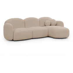 ECKSOFA Nuvola mit abgerundetem Design Hellbeige Bouclé-Stoff - Ottomane Rechts
