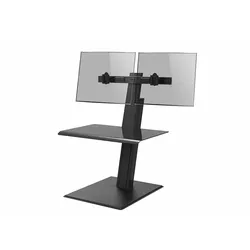 Humanscale QuickStand Eco Steh-Sitz Arbeitsplatz mit 2-fach Monitorhalter, schwarz