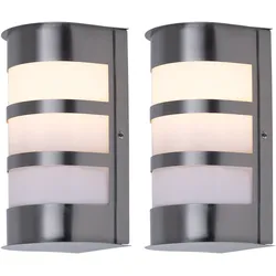 2er Set Outdoor Fassaden Leuchte Edelstahl Lampe im Set inklusive zwei 4 Watt LED Leuchtmittel