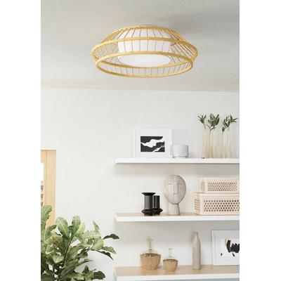 EGLO Deckenleuchte "YUKU-Z", weiß (weiß braun, weiß), 1, Ø 46cm H: 16cm, 1 Stk., Leuchten, ZigBee, App und Sprachsteuerung Alexa, RGB, dimmbar, Ø 46 cm, Deckenleuchte