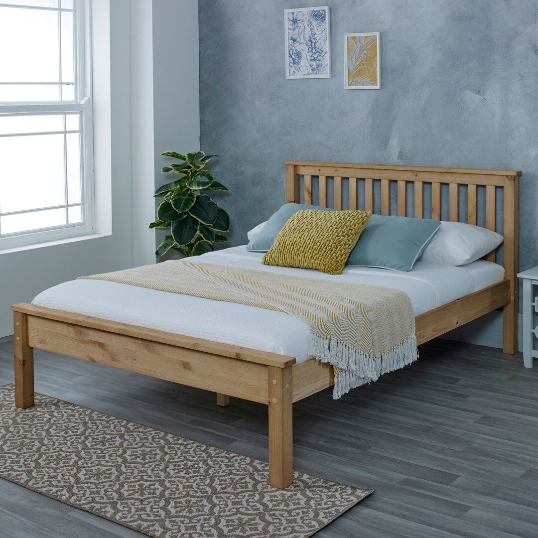 Gracie Oaks Fairlight Solid Wood Bed Frame Brown Kingsize (5')