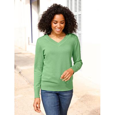 V-Ausschnitt-Pullover CLASSIC BASICS "V-Ausschnitt-Pullover", Damen, Gr. 54, grün (apfel), 100% Baumwolle, unifarben, Pullover