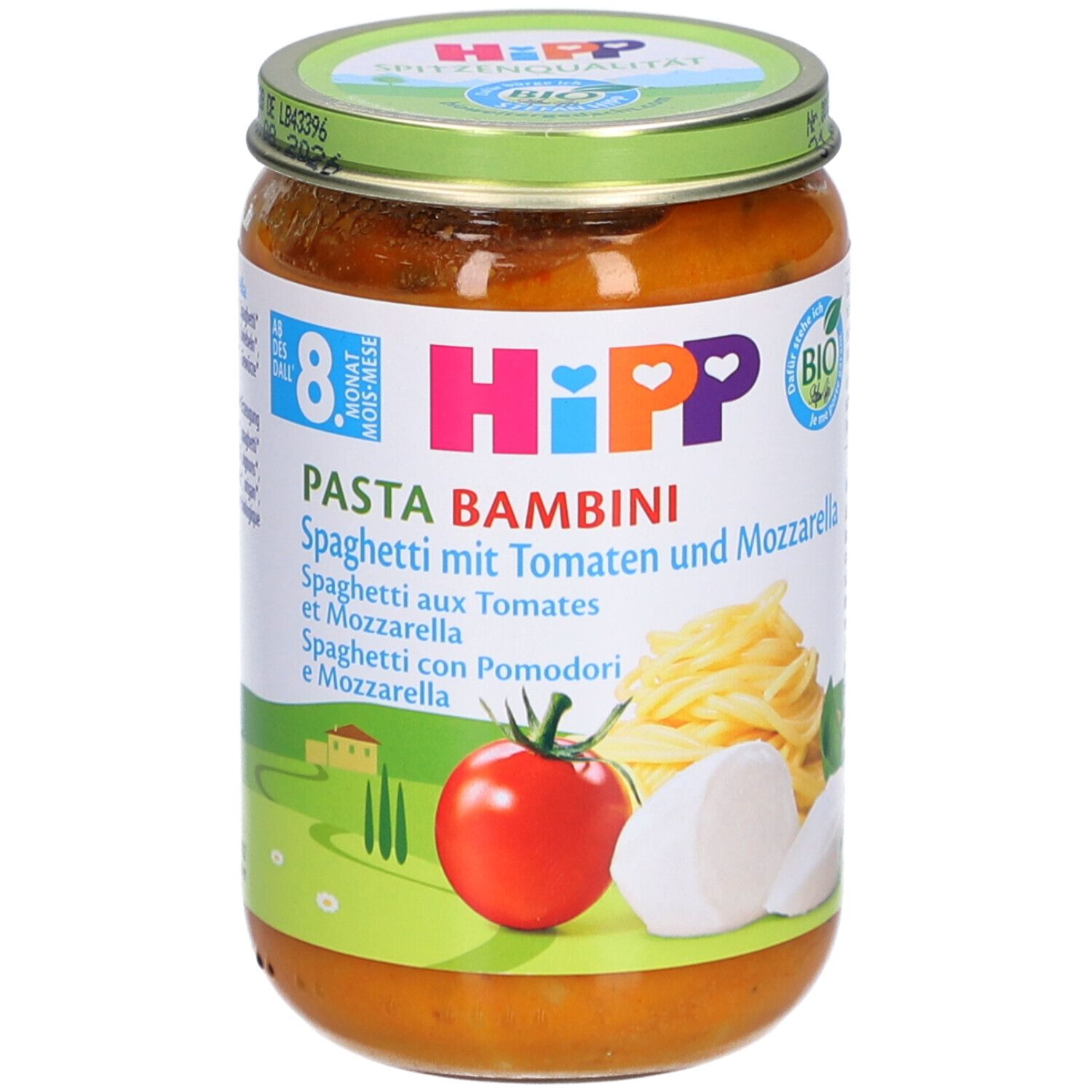 Hipp Pasta Bambini Spaghetti Tomat Mozzar 8M 220 g Brei