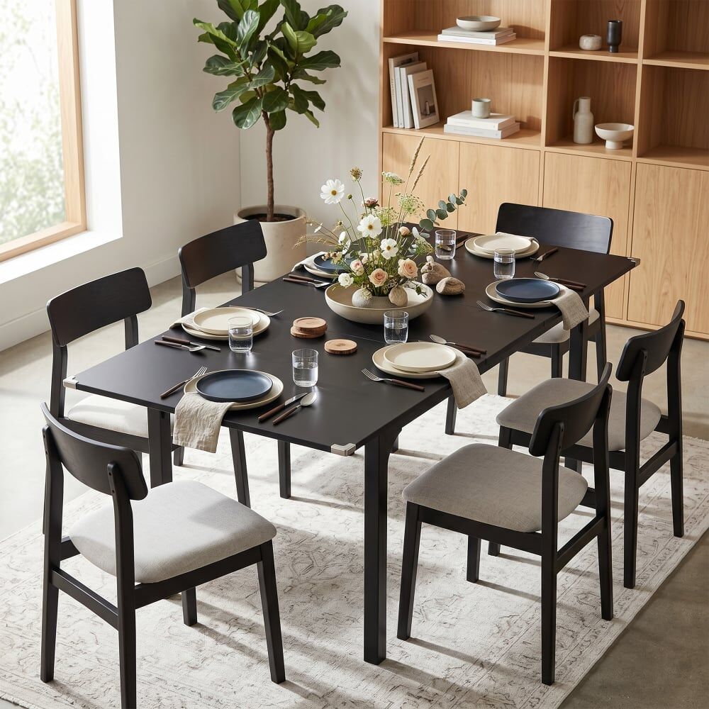 Homcom Table cuisine extensible rectangulaire acier noir Noir 160x75x70cm