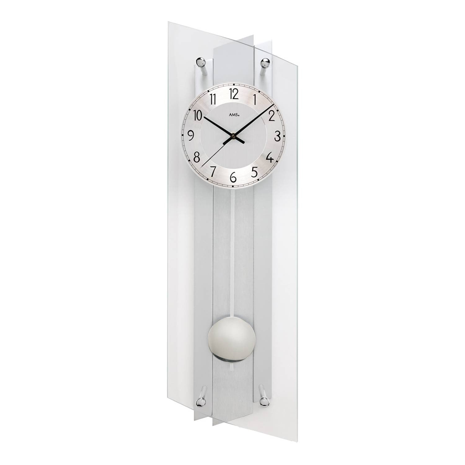 home24 Slingerklok Centro Wandklok met Geborsteld Aluminium en Gelakt Hout