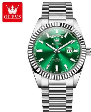 Fashion Sheath OLEVS Rose Gold Luxury Watch For Men silver Green