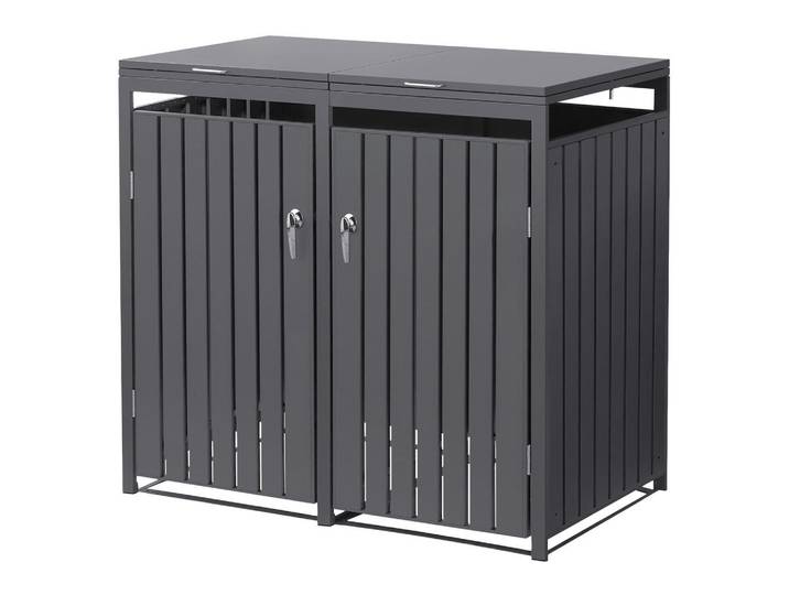 Ml-Design Mülltonnenbox 2er Anthrazit, Metall, 240 L, Rechteckig, 132x120x80 cm, Gartenzubehör, Mülltonnenbox