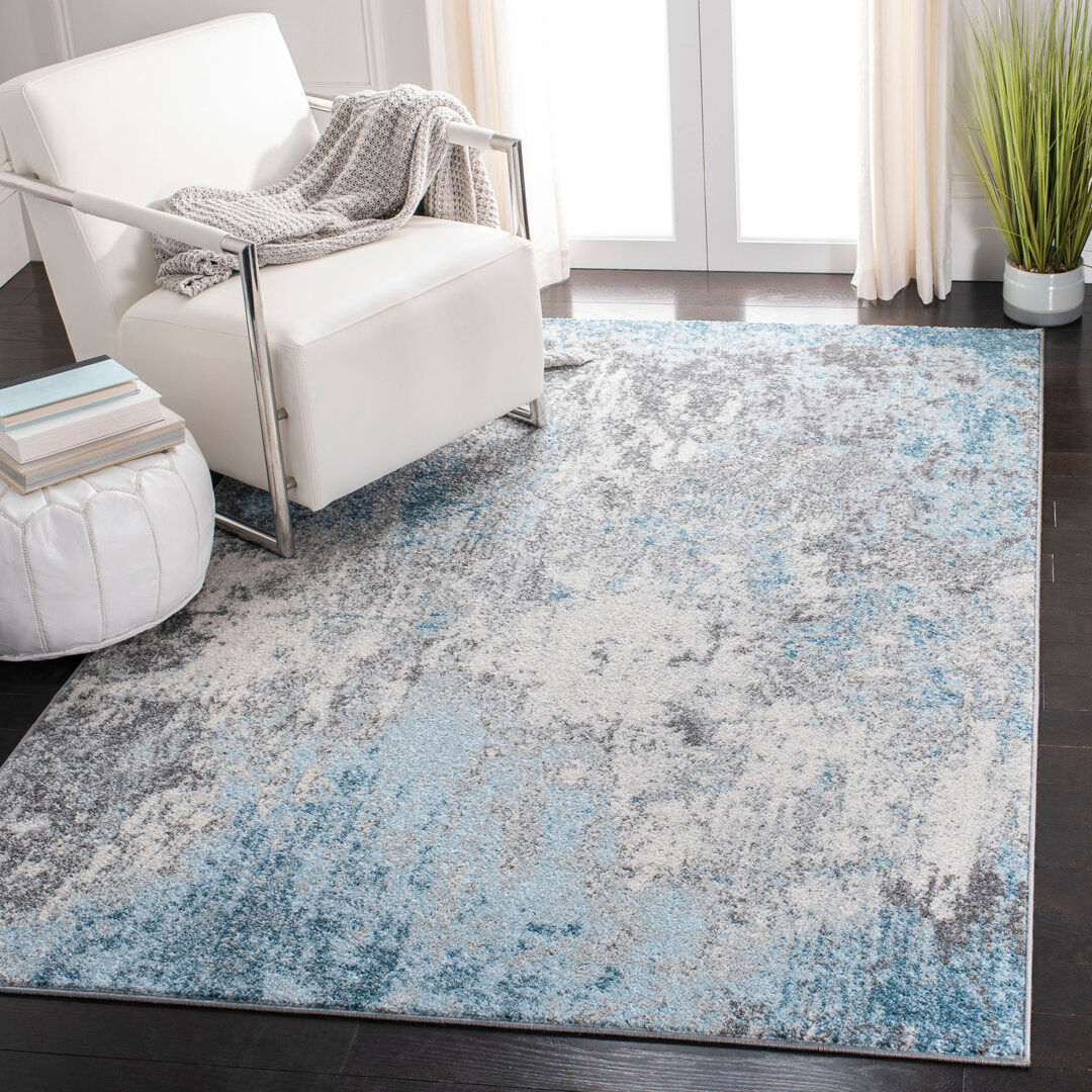 Wade Logan Vahram Rectangle Abstract Looped / Hooked Area Rug Blue Rectangle 183 x 274cm