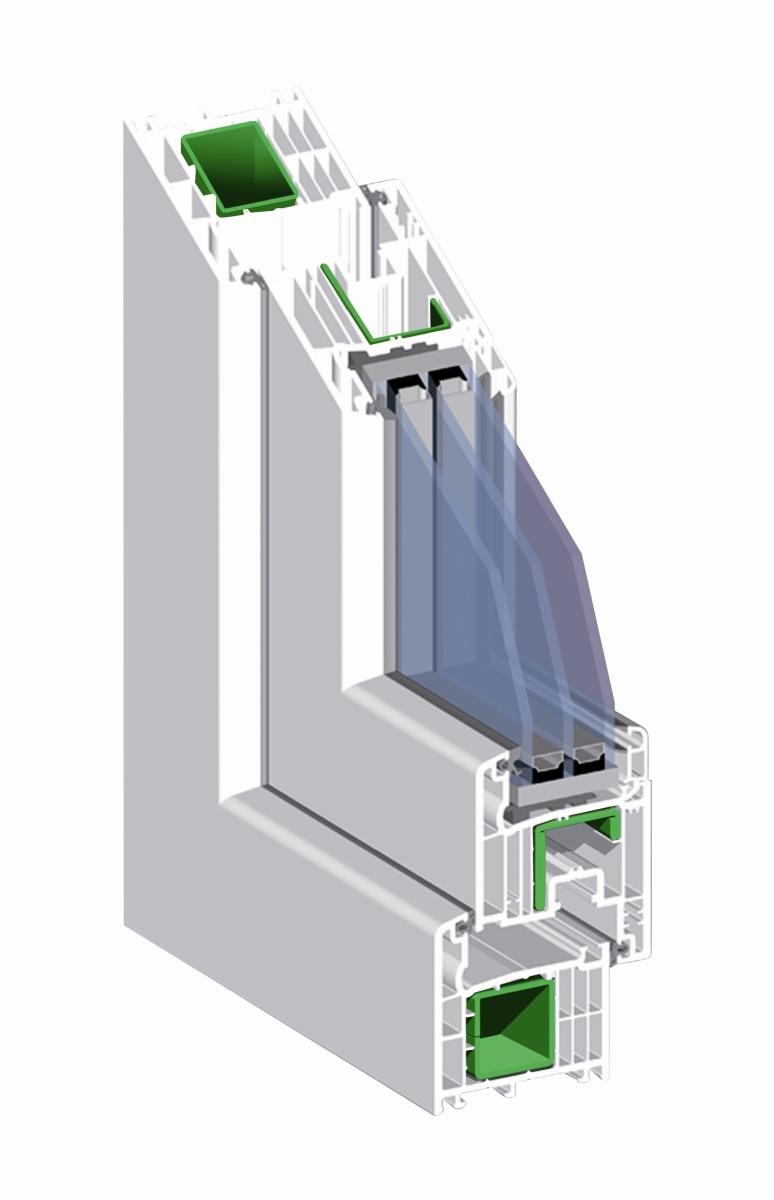 WINDOWCENTER Fenster Kunststoff 70mm 3 Fach B750xH750 mm, rechts, 1flg. 08080203