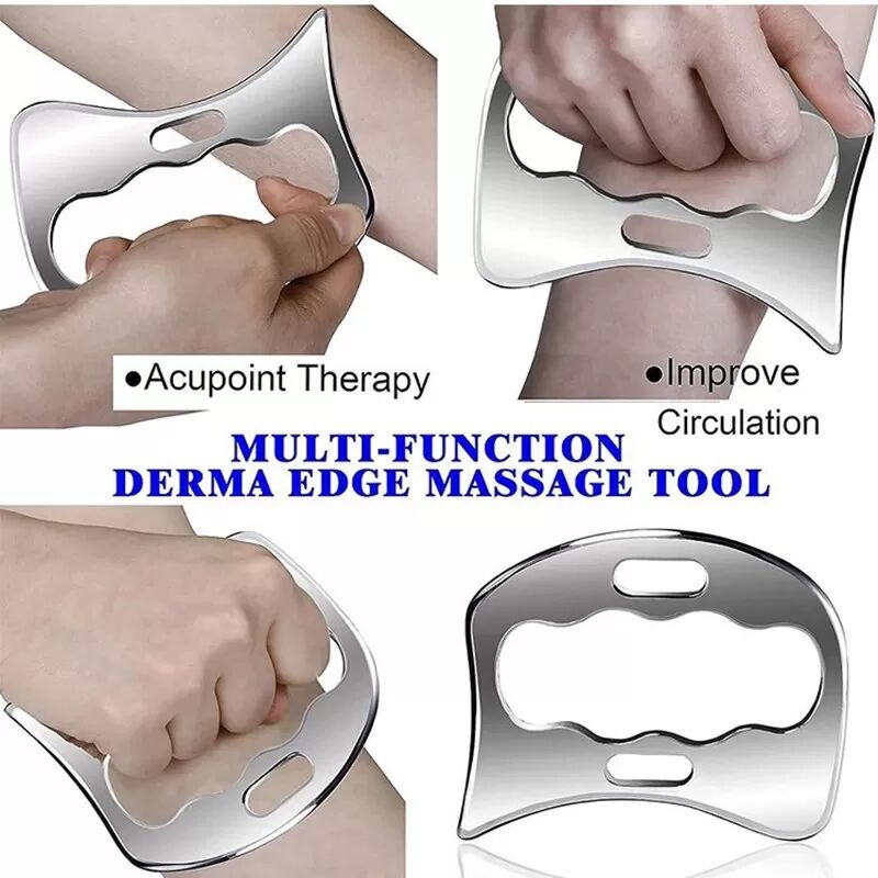 INF 2 Couteaux de Fascia en Acier Inoxydable - Outil de Massage Gua Sha en Forme de D